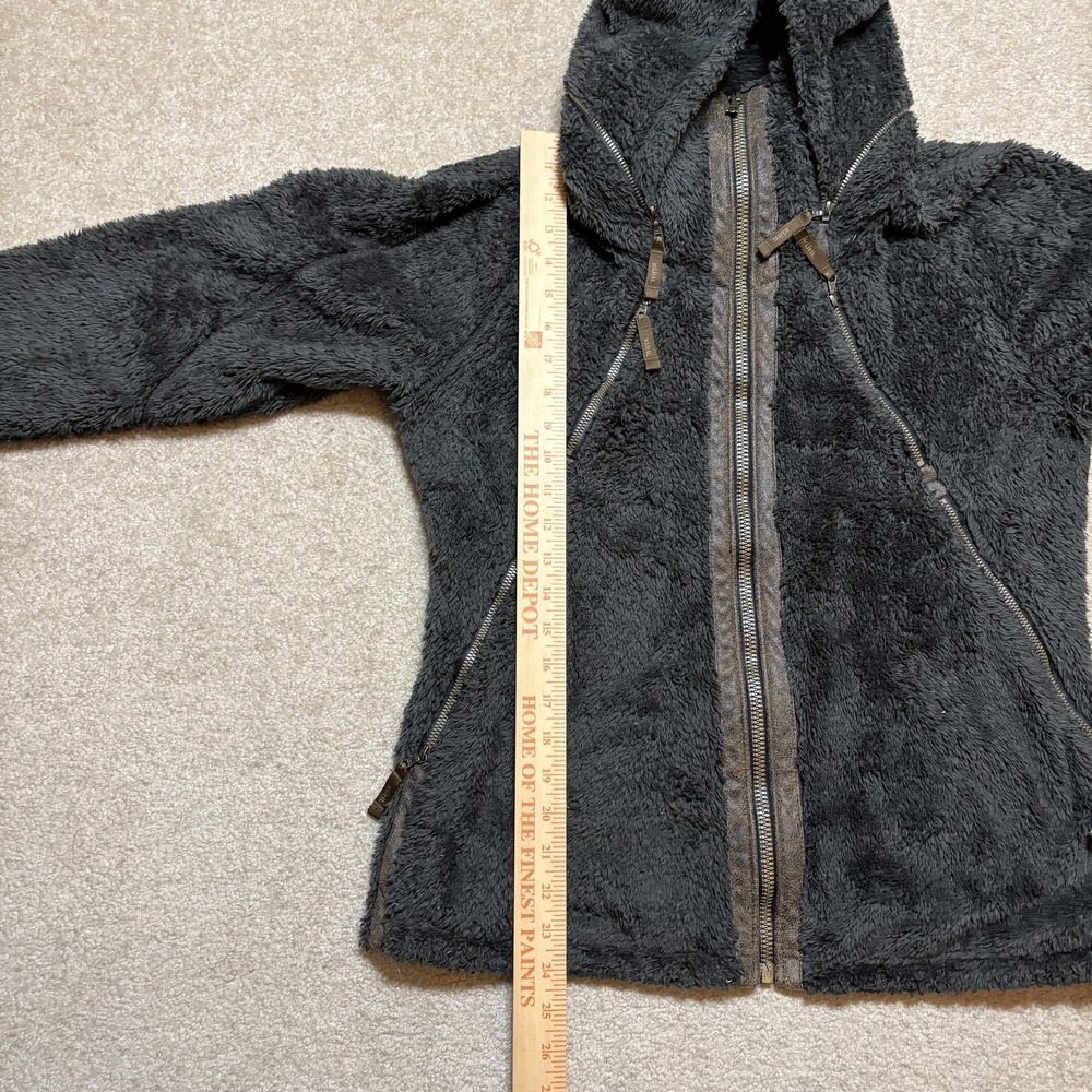 KUHL Flight Jacket Womens Medium Gray Sherpa Fleece Hooded Full Zip Pockets - Picture 7 of 15